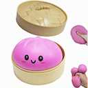 Dumpling Squishies, Glitter Dumpling, Glitter Dumplings Squishy with Box, Dumplings Sensory Squeeze Toy for Stress Relief Stretchy Desk Toys (Pink)