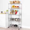 Seville Classics 5-Tier Wire Shelving with Wheels, 5-Tier, 30"" W x 14"" D (NEW MODEL), Chrome Plating, Plated Steel