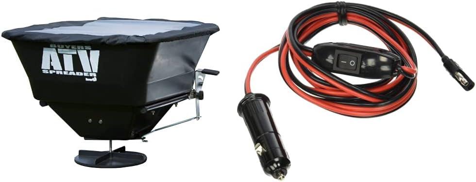 Buyers Products ATVS100 ATV All-Purpose Broadcast Spreader 100 lbs. Capacity with Rain Cover, Black & Master Plug Wire Harness-18 Gauge, 8 feet Length, 8 feet Length, Red/Black