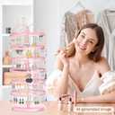 iDavosic.ly 6 Tier Metal Rotating Earring Holder Organizer, 264 Holes Large Stud Storage Display Stands Tree Rack, Adjustable Pierced Hoop Dangle Tower for Women, Pink