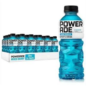 POWERADE Electrolyte Enhanced Zero Sugar Mixed Berry Sports Drink, 20 Ounce (Pack of 24)
 (EXP 03/05/27)