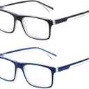 Missfive 2-Pack Light Bifocal Reading Glasses for Men Blue Light Blocking, Near/Far Dual-use Spring Hinge Readers, Anti UV/Eye Strain Comfort Premium Computer Eyeglasses, 2.5x