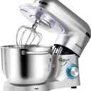 Aucma Stand Mixer,6.5-QT 660W 6-Speed Tilt-Head Food Mixer, Kitchen Electric Mixer with Dough Hook, Wire Whip & Beater (Silver, 6.5QT)