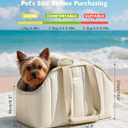 Pecute Cat Purse Carrier, Lightweight Cat Carriers for Small Cats with Large Pockets, Cat Soft-Sided Carriers up to 6.6lbs, Pet Carrier for Kitten, Suitable for Travel, Subway, Cream