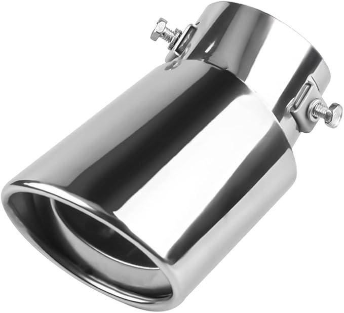 Stainless Steel Car Exhaust Tip, 2.5" to 3.3" Universal Car Exhaust Pipe Modification Tail Throat Tail Pipe, Steel Exhaust Tips Chrome-Plated Finish Tailpipe (Silver/B Style)