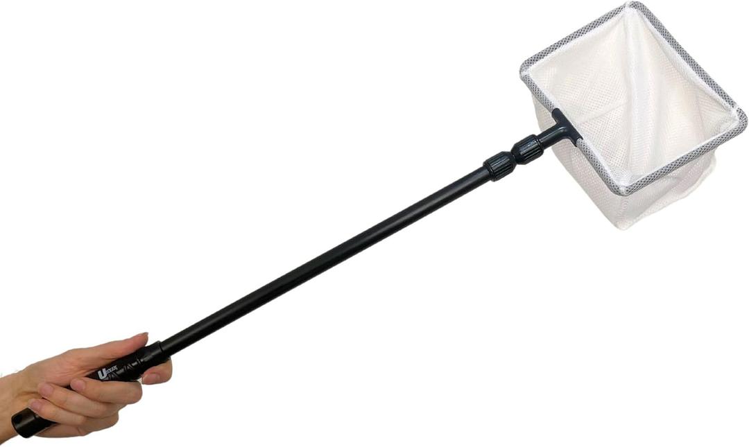 UNEAK - Aquarium Fish Net with Extendable 22"-33" Handle, Telescopic Fish Tank Nets, Fine Mesh Net for Fish and Shrimp Catching, Ponds, Creeks, and Aquariums