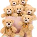 MaoGoLan 7Pcs Bulk Teddy Bears Stuffed Animals Baby Shower, Soft Small Stuffed Bears in Bulk, 13.5" Cuddly Mini Teddy Bears Centerpiece, Wedding, Party, Engagement (Tan)