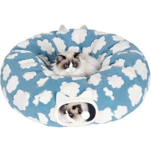 Pesen Cat Tunnel Bed with Soft Cushion, Cat Toys for Indoor Cats Enhance Bonding Between Pets and Owners, Encourage Exploration, and Satisfy Natural Instincts for Kittens, Dogs, and Rabbits