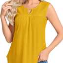 SUNNEGOO Womens Summer Tank Tops Sleeveless Dressy Casual Shirts Loose Fit Tunic Business Work Blouses Basic Trendy Outfits (Yellow, L)