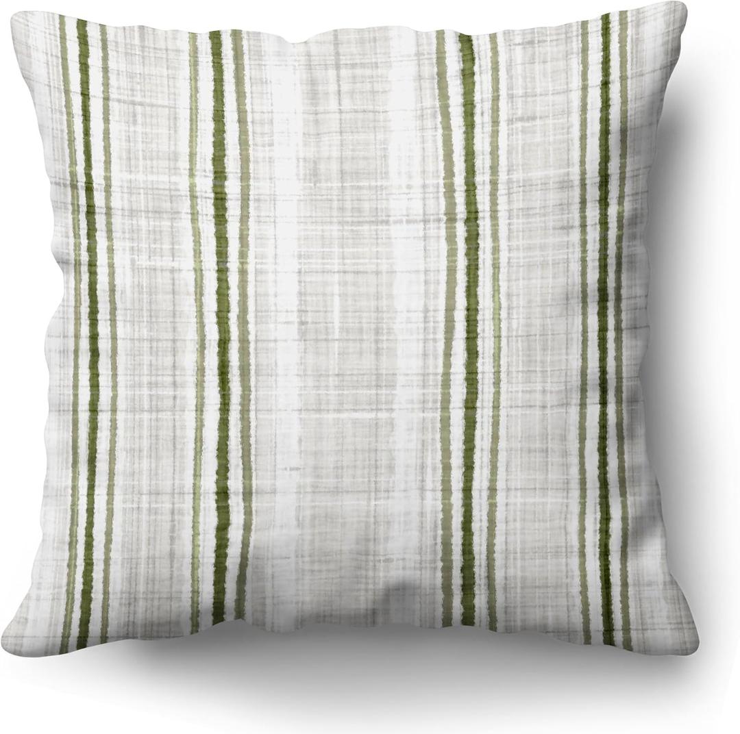 Americanflat 18x18 Throw Pillow with Sewn-in Insert - All-in-One Decorative Pillows - No Cover Needed - Soft and Durable Cushion for Bed or Sofa - Polyester - Green and White