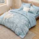 Bedsure Sky Blue King Comforter Set - 7 Pieces Floral Bedding Sets, King Bed in a Bag with Reversible Botanical Flowers Comforter, Sheets, Pillowcases & Shams
