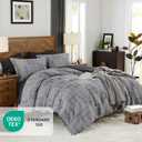 MaiRve Charcoal Grey King Comforter Set, Textured Design Grey Crinkle Bed in A Bag King Size, 7 Pieces Bedding Set for Men Women with Comforter, Sheets, Pillowcases & Shams 102"x 90"