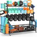 Dumbbell Rack Weight Stand - 4-Tier Adjustable Weight Rack for Dumbbells, Home Gym Storage Rack for Yoga Mat Foam Roller Kettlebells, Workout Equipment Storage Organizer With Wheels and Hooks (X-Large)