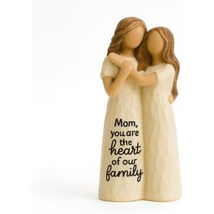 Elegant Mother and Daughter Figurine  5.7 Tall Resin Sculpture with Hand-in-Hand Pose, Rustic Crackle Finish, Meaningful for Mom Mothers Day, Birthday (Mom-Dau)