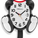 Soobest 18 Inch 3D Large Cat Wall Clock Battery Operated Silent Non Ticking with Moving Eyes and Pendulum Tail, Retro Kids Analog Wall Clock for Gift Decor Black