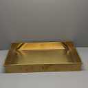 Gold Decorative Tray, Rectangle Gold Serving Platter Metal Storage Organizer Tray Decorative Coffee Table Plate