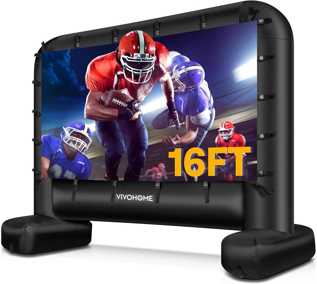 VIVOHOME 16 FT Inflatable Projector Screen for Outside, Blow Up Movie Screen Outdoor Use, Mega Large TV Screen with Carry Bag for Backyard, Tube Leg Support