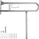 Handicap Grab Bar,29.5 Inch Stainless Steel 1.25" Diameter Toilet Safety Rails for Bathroom with Paper Holder, Anti-Slip Flip-Up Support Rail for Seniors Elderly