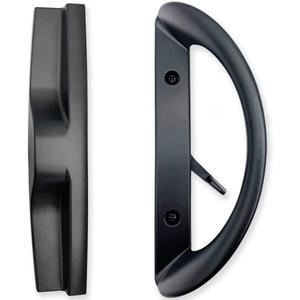 Patio Sliding Door Handle Set, Perfect Replacement Mortise Style Handle Set Fits Door Thickness from 1-1/2" to 1-3/4", 3-15/16" Screw Hole Spacing, Non-Keyed, Black