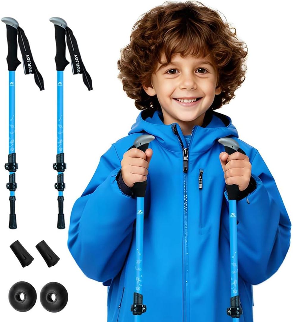 Hiking Trekking Poles for Kids, 2 Pack Anti Shock, Adjustable, Collapsible Hiking Poles for Trekking or Walking, Lightweight Aluminum Sticks