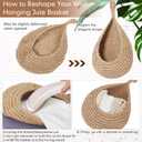 Honeydak Boho Decor Hanging Wall Baskets for Kitchen 3 Pack Teardrop Baskets with Hooks Storage Fruit Onion Vegetable Potato for Home 3 Sizes(Light Linen,Teardrop,Cotton Rope)