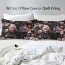 LUVIVIHOME 2PCS Bat Pink Floral Duvet Cover Twin Bedding Sets, Gothic Bedding, Vintage Rustic Farmhouse Dark Moody Victorian Goth Aesthetic Botanical Black Flower Comforter Quilt Cover, 1 Pillow Case