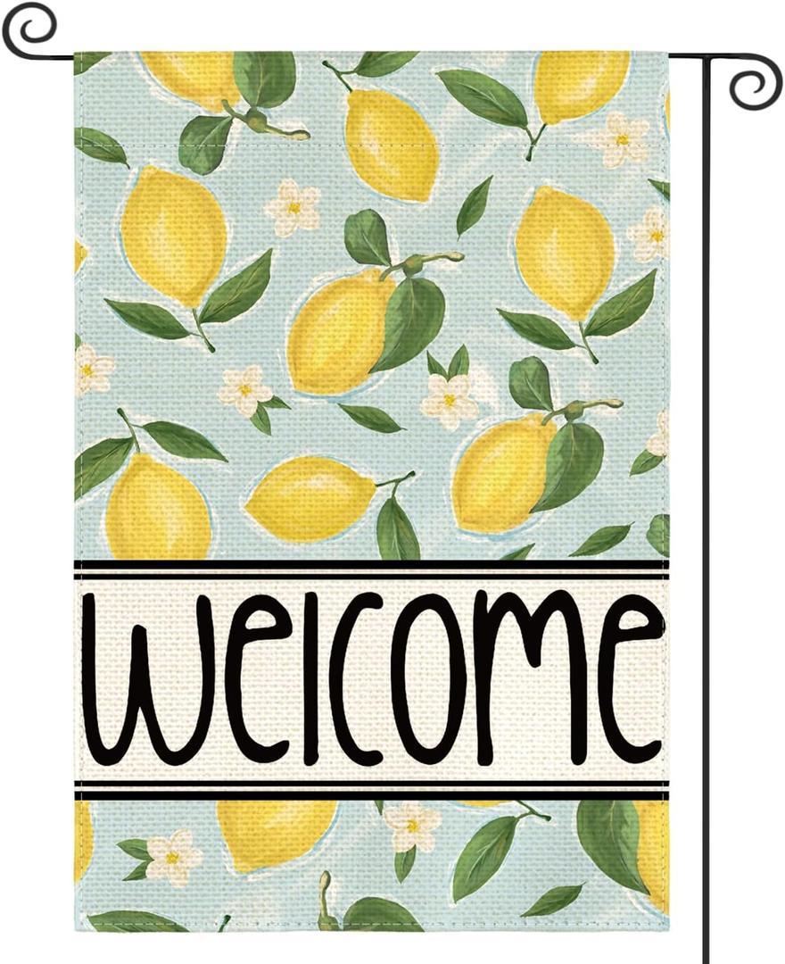 5 x AVOIN colorlife Welcome Summer Lemon Garden Flag 12x18 Inch | Double Sided, Weather & Fade Resistant, Yard Outdoor Decoration, for Outside