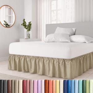 Wrap Around Dust Ruffle Bed Skirt - Beige  , 76x79