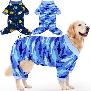 Glittme 2PACK Dog Pajamas Soft Dogs Clothes for Small Medium Dogs Elastic Cats Apparel Breathable Dog Pjs for Puppy (XXX-Large)