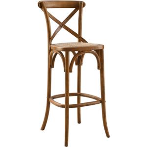 Modway Gear X-Back Wood Bar Stool in Walnut