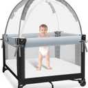 Crib Tent to Keep Baby from Climbing Out - Crib Net to Keep Baby in - Mesh Crib Climbing Prevention, Pop Up Baby Crib Tent, Two-Way Self-Locking Metal Zipper (Grey, Small)