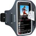 2 x Arm Band for Phone for Running, Phone Holder for Running for iPhone & Samsung Galaxy, Cell Phone Armband Holder for Walking, Gym, Workout, w/Adjustable Strap & Zipper Pocket (Grey-S) (S-5.4'': iPhone SE&13 mini&12 mini&8&7)