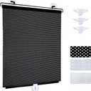 Yoebor No Drill Blackout Blind Shade with 3 Suction Cups, Black 50% Shade Temporary Portable Roller Window Curtain for Home Office Car, W15.7 x L23.6