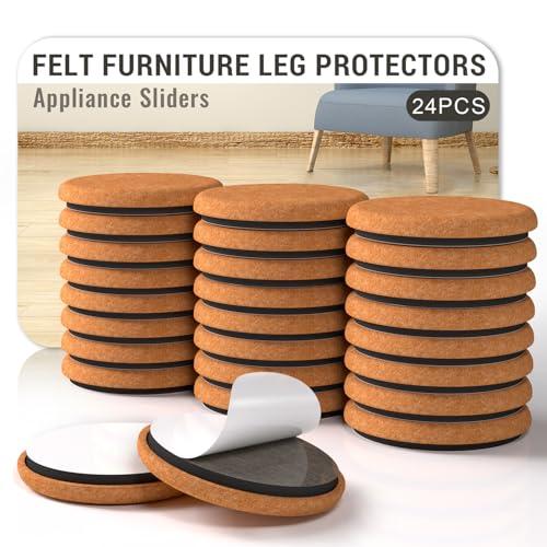 Chair Leg Floor Protectors for Hardwood Floors Stronger Felt and EVA Furniture Pads Prevent Floor from Scratches Reduce Noise Furniture Sliders for Hardwood Floors 24Pcs 2 Inch (50mm)