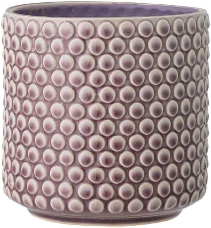 Nordring Stoneware Flower Pot – 6’’ Mauve Planter with Polka Dots – Modern Ceramic Pot with Crackle Glaze – No Drainage Holes – Holds 5’’ Indoor Plant