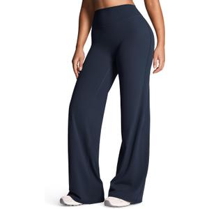 Aoxjox Women's Workout Athlenza Straight Leg Bottoms High Waist Lumastretch Gym Yoga Pants 31" (Navy, Small)