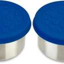 LunchBots 4.5 oz Stainless Steel Dressing Container for Condiments, Dips, Snacks, Dipping Sauce Cups with Silicone Lid, Fits in Lunch Bags and Bento Boxes - Set of 2 (Blue)