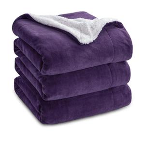 Bedsure GentleSoft Sherpa Fleece Blanket Queen Size for Bed, Non-Heated, Thick and Warm Throw Gifts for Women and Girls, Soft Fuzzy Plush Queen Blanket for Winter, Purple, 90x90 Inches