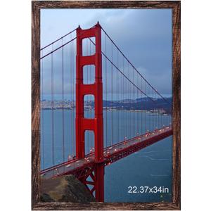 BESCRCL 22.37x34 Picture Frame Brown, Poster Frames Wall Hanging, Display Pictures 22.37 x 34 without Mat, 1 Pack