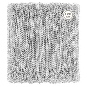 Huskein 120Pcs Silver Mardi Gras Beads Necklaces, 33 Inch Silver Accessories, Oval Beads Necklaces Festival Parade Stuff Bead Necklace for Birthday Party Supplies Wedding Decorations