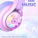 iClever Cat Ear Kids Bluetooth Headphones, LED Lights Up, 74/85dBA Volume Limited, 50H Playtime,Bluetooth 5.2, USB C, Kids Headphones Wireless for Travel iPad Tablet, Meow Macaron-Gradient Pink