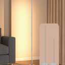 EDISHINE LED Corner Floor Lamp, Minimalist Dimmable Mood Light, Adjustable Height, 57.5" Tall Floor Lamp for Bedroom, Living Room, Home Office, 3000K Warm White Light, Silver