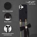 Crossbody Case for iPhone 17 with Gold and Vegan Leather Woven Detachable Chain - Black