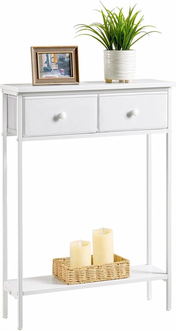 Small Entryway Table with Drawers & Storage Shelf High Tall Little Narrow Front Door Console Tables Skinny Slim Wall Table for Entry Hall Hallway Foyer, Thin Bedside Nightstand for Small Space Bedroom, 23.6 inches x 7.9 inches x 32.3 inches