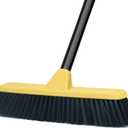 Push Broom with Long Handle, Floor Brush 51.6 inch Soft Bristle Broom 12.2" Wide for Cleaning Bathroom Kitchen Patio Garage Deck Tile (Black)