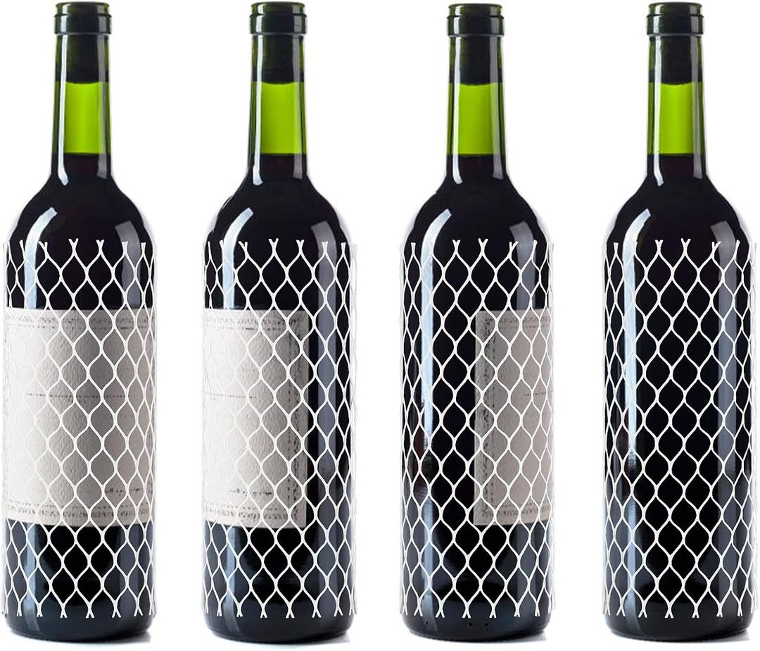 Boao 100 Pcs Wine Mesh Liquor Bottles Protector Sleeves 7.8 Inch PE Net Wine Bottle Protector for Travel Glass Liquor Bottle Sleeves, Keep Bottles Safe While Traveling, White