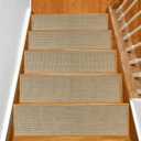 Stair Treads Non Slip for Wooden Steps Indoor 10" x 36" 15 Pack Extra Wide Stair Tread Carpet Stairs Runner, Step Pads with Reusable Adhesive for Dogs Kids Elders, Machine Washable, Beige
