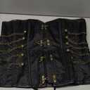 Charmian Women's Spiral Steel Boned Steampunk Gothic Bustier Corset with Chains (4X-Large, Buckle Black)