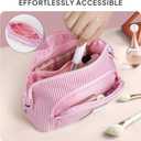 YOOLIFE Travel Makeup Bag, Monogrammed Pink Cosmetic Bags Toiletry Bags for Women Teen Girls, Birthday Gifts for Women Teen Girls, Mom Sister Girlfriend Gifts | Letter Travel Makeup Brush Bag Pink E