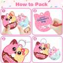 28 Pack Valentines Cards for Kids, Valentine Dessert Squishy Toys with Cards, Classroom Exchange Prizes & Party Favors, Kids Valentines Day Cards, Ideal Valentine Gifts for Boys Girls (Deep pink)